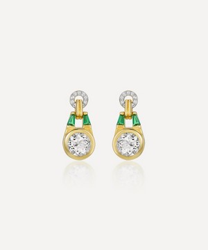 V by Laura Vann - 18ct Gold-Plated Vermeil Silver Olive Drop Earrings image number 0