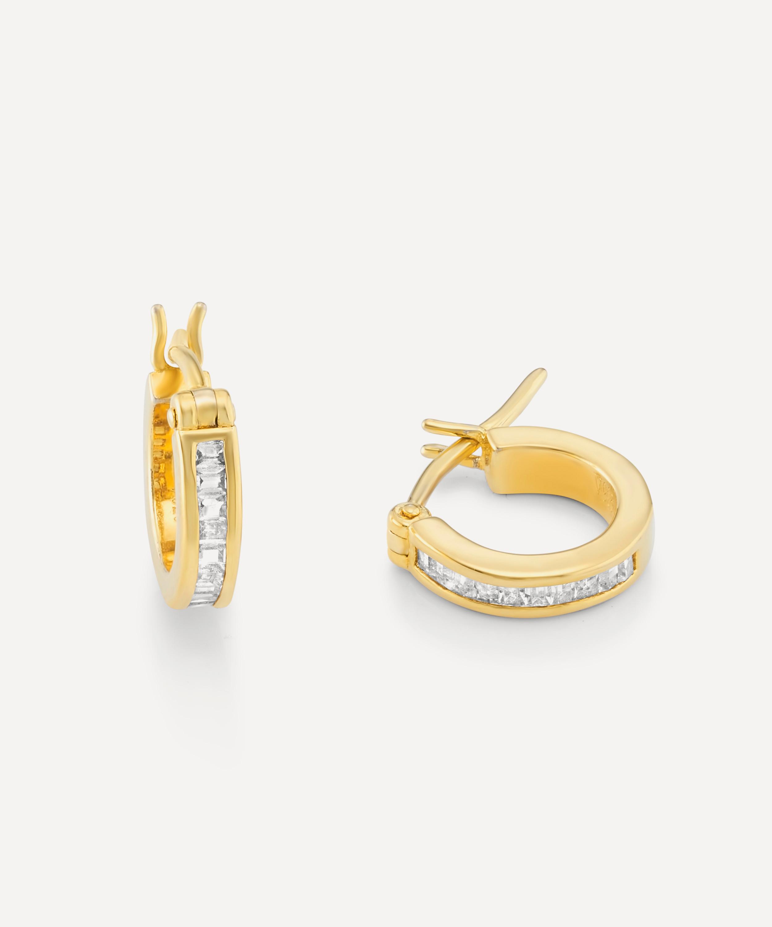 Laura Vann - 18ct Gold-Plated Vermeil Silver Phoebe White Topaz Hoop Earrings image number 2