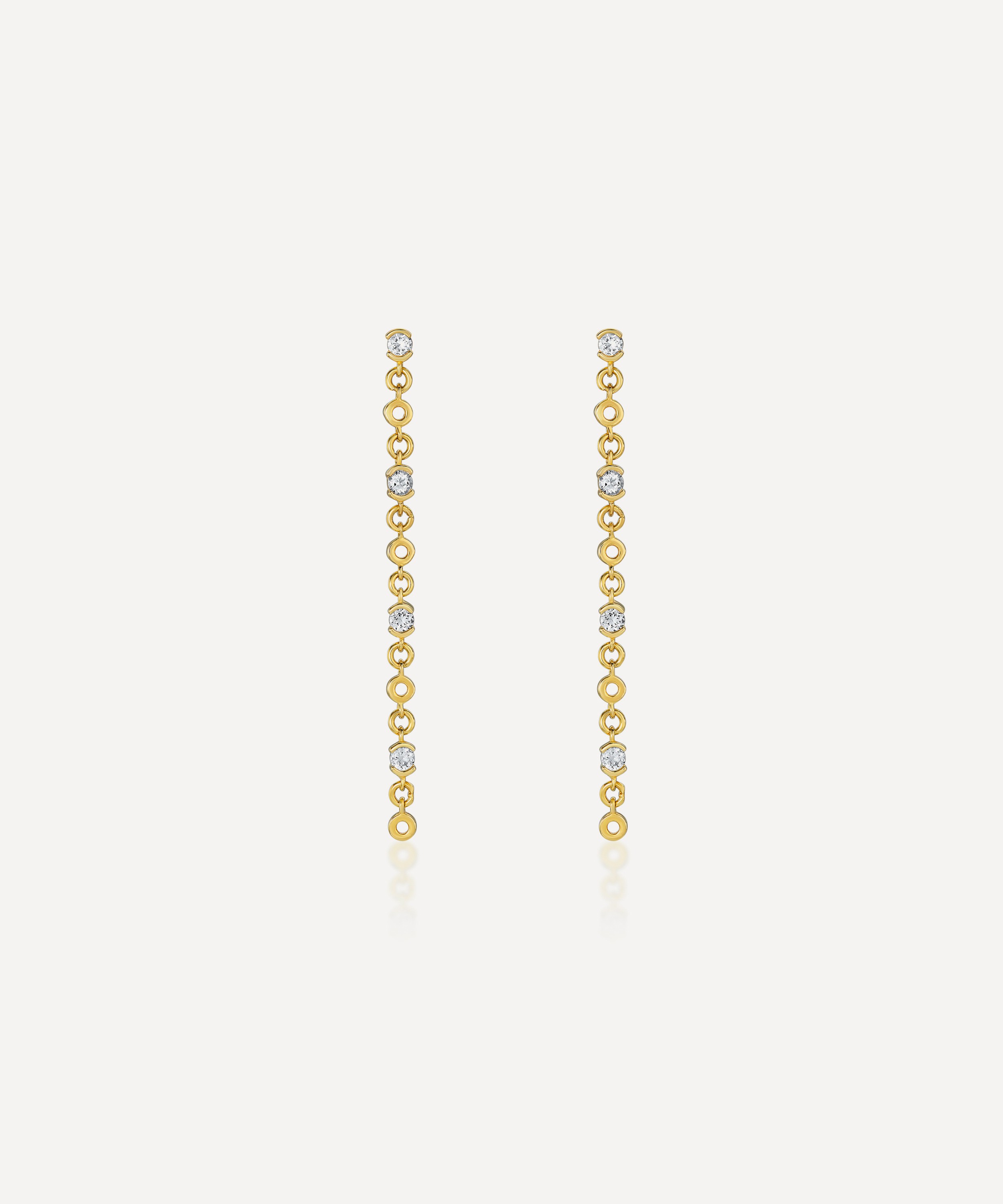 V by Laura Vann - 18ct Gold-Plated Vermeil Silver Lyla White Topaz Drop Earrings image number 0