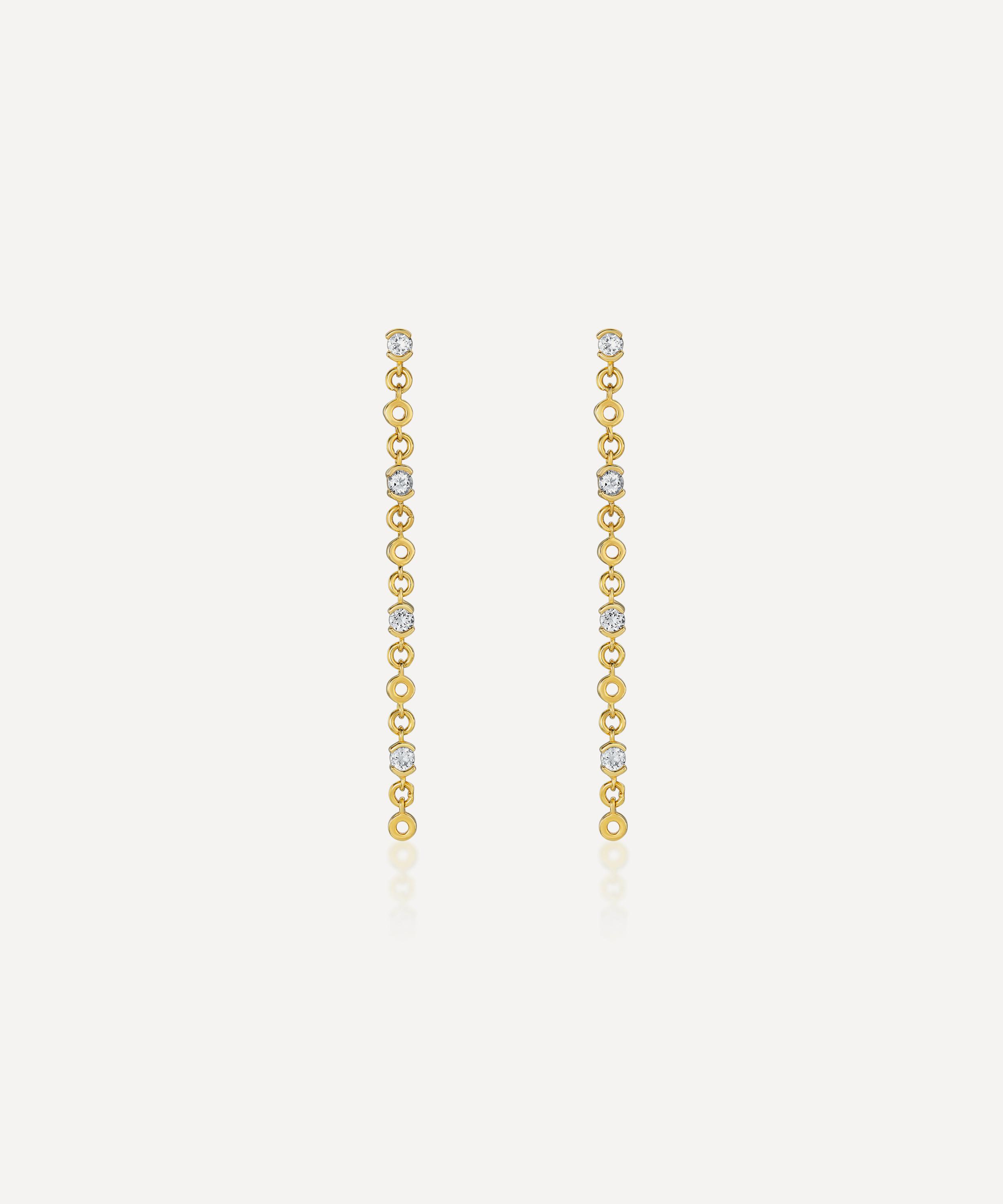 Laura Vann - 18ct Gold-Plated Vermeil Silver Lyla White Topaz Drop Earrings image number 0