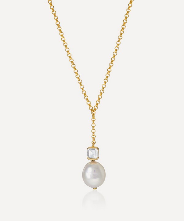 V by Laura Vann - 18ct Gold-Plated Vermeil Silver Bella Baroque Pearl Necklace image number null