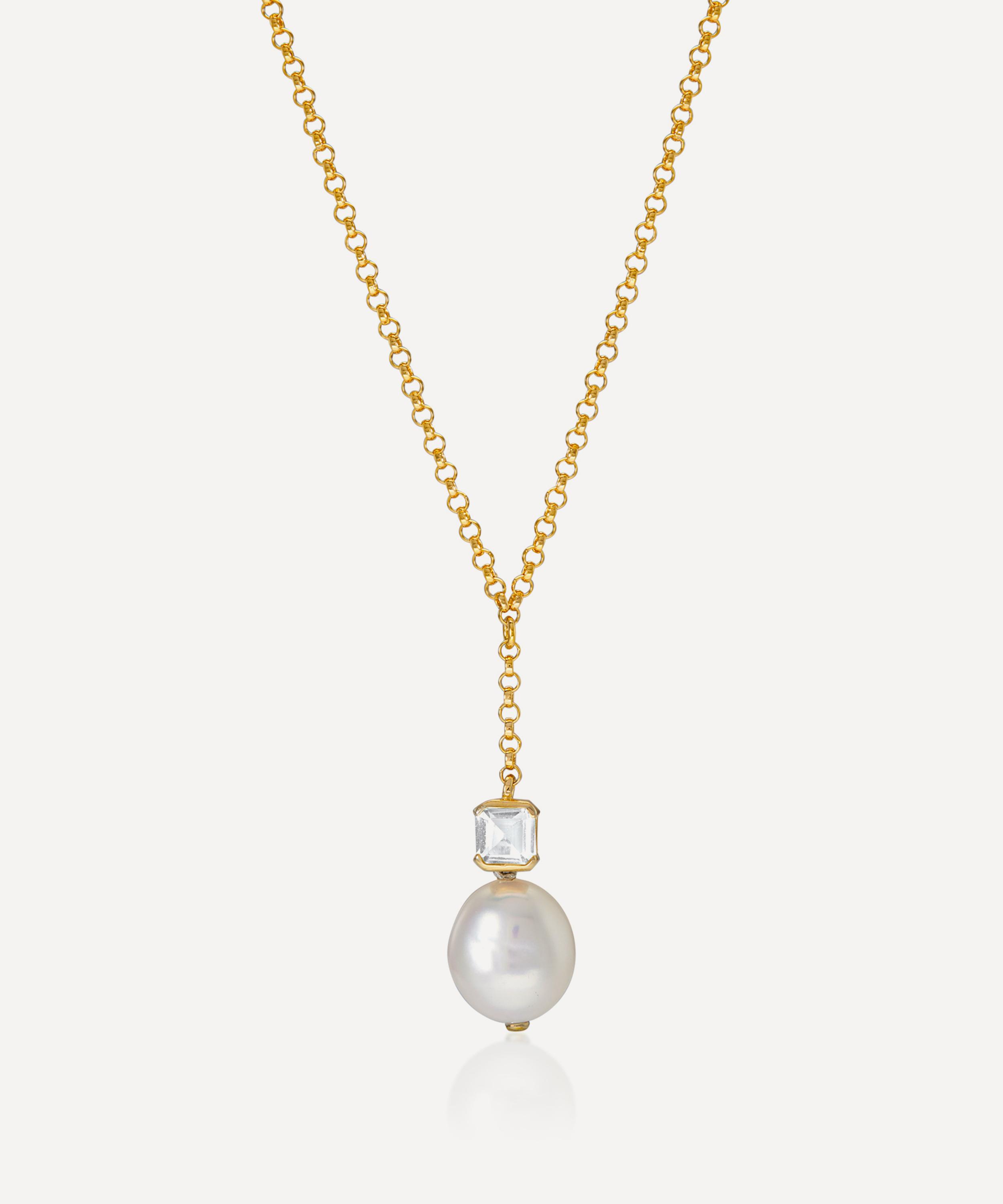 Laura Vann - 18ct Gold-Plated Vermeil Silver Bella Baroque Pearl Necklace image number 0
