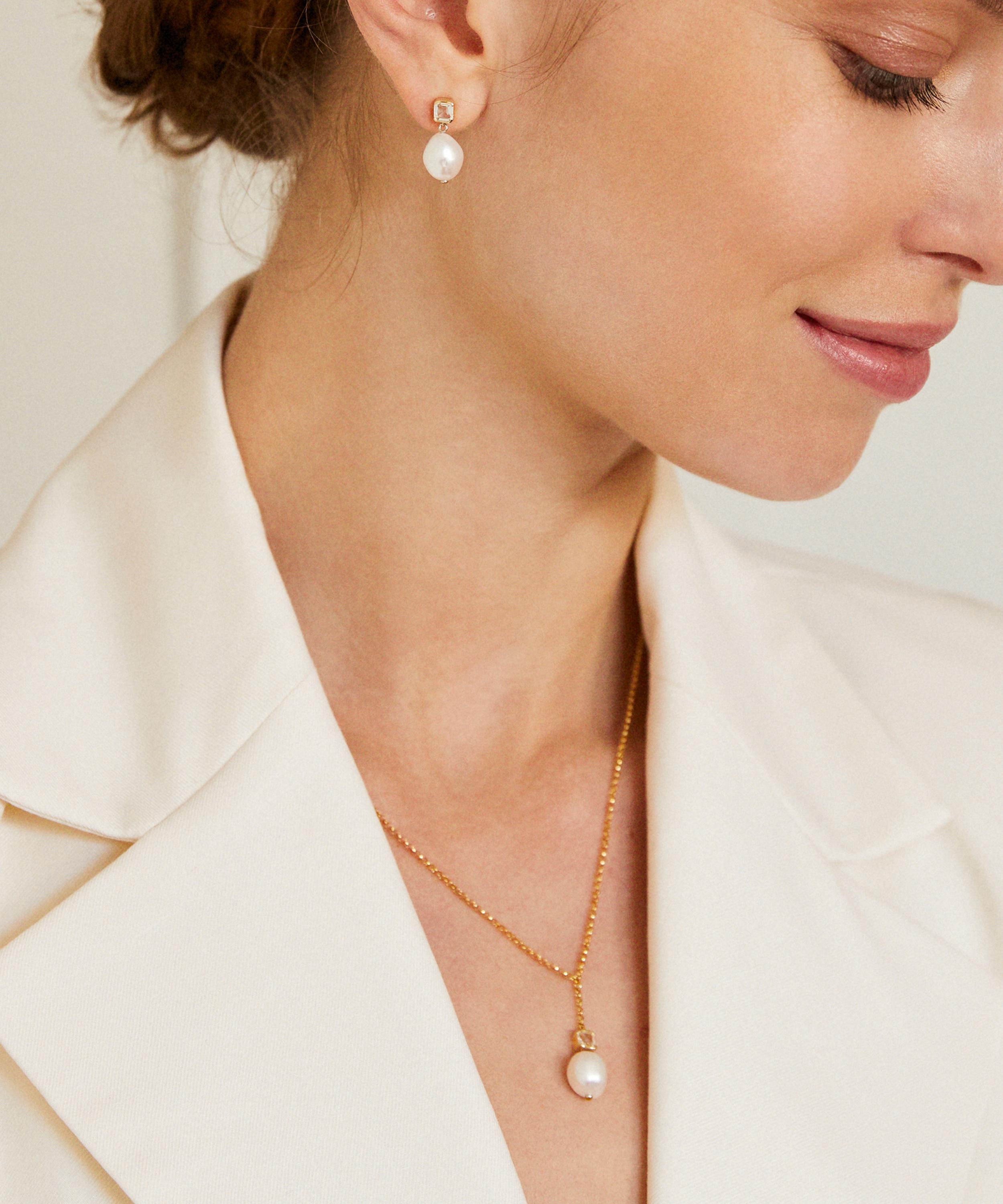 Laura Vann - 18ct Gold-Plated Vermeil Silver Bella Baroque Pearl Necklace image number 1
