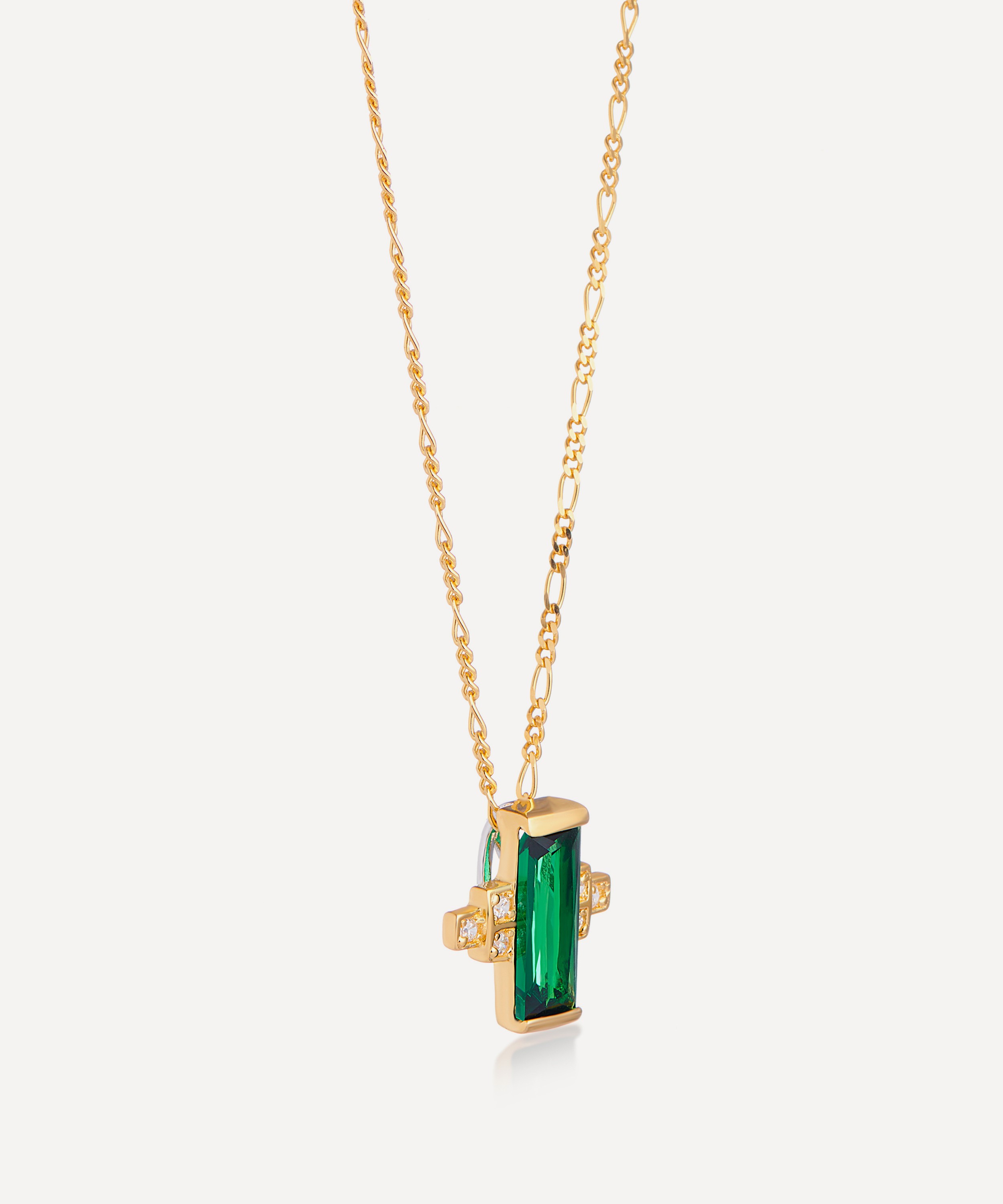 V by Laura Vann - 18ct Gold-Plated Audrey Green Pendant Necklace image number 1