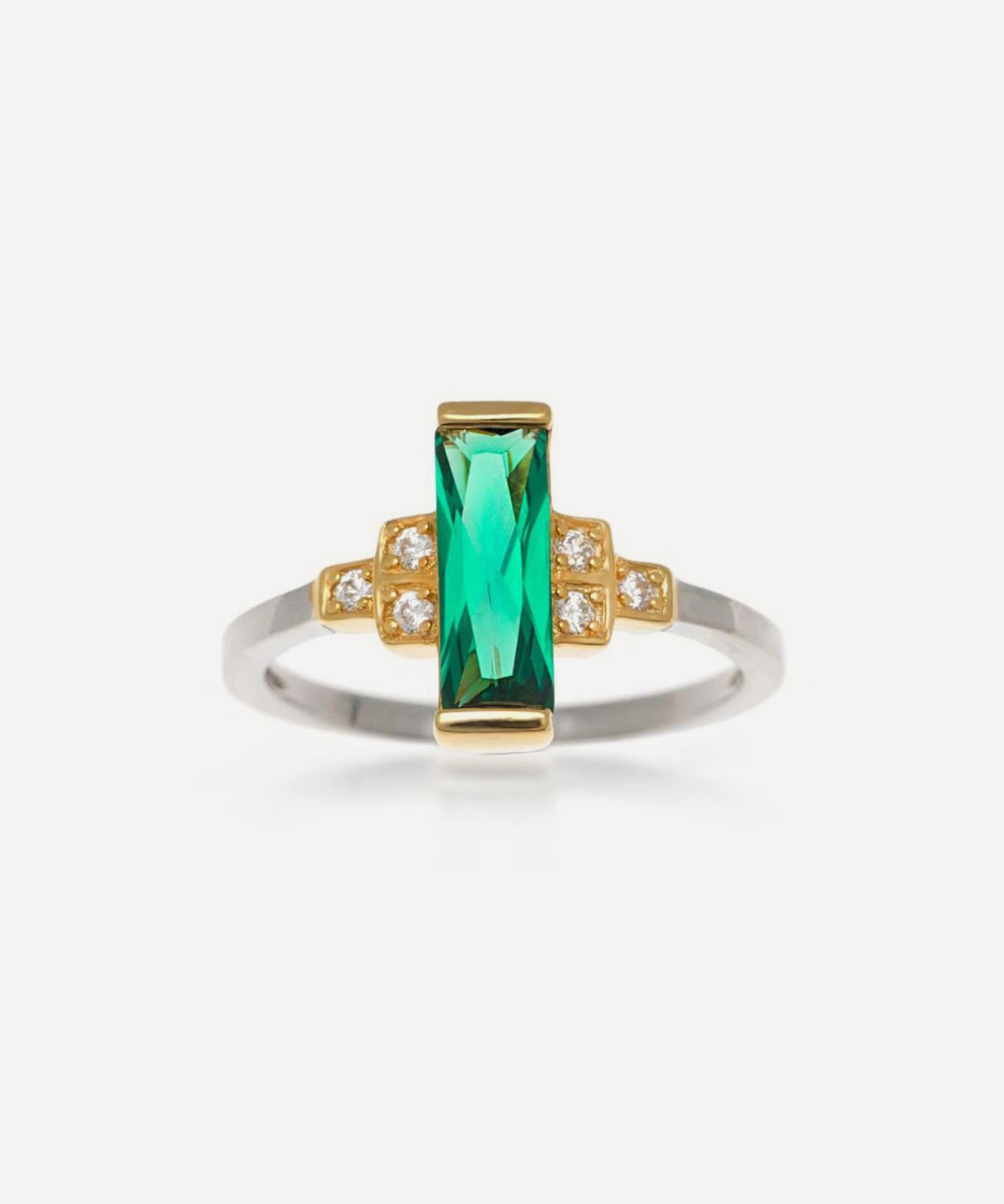 Laura Vann - 18ct Gold-Plated Audrey Green Ring image number 0