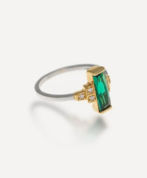 V by Laura Vann - 18ct Gold-Plated Audrey Green Ring image number 2