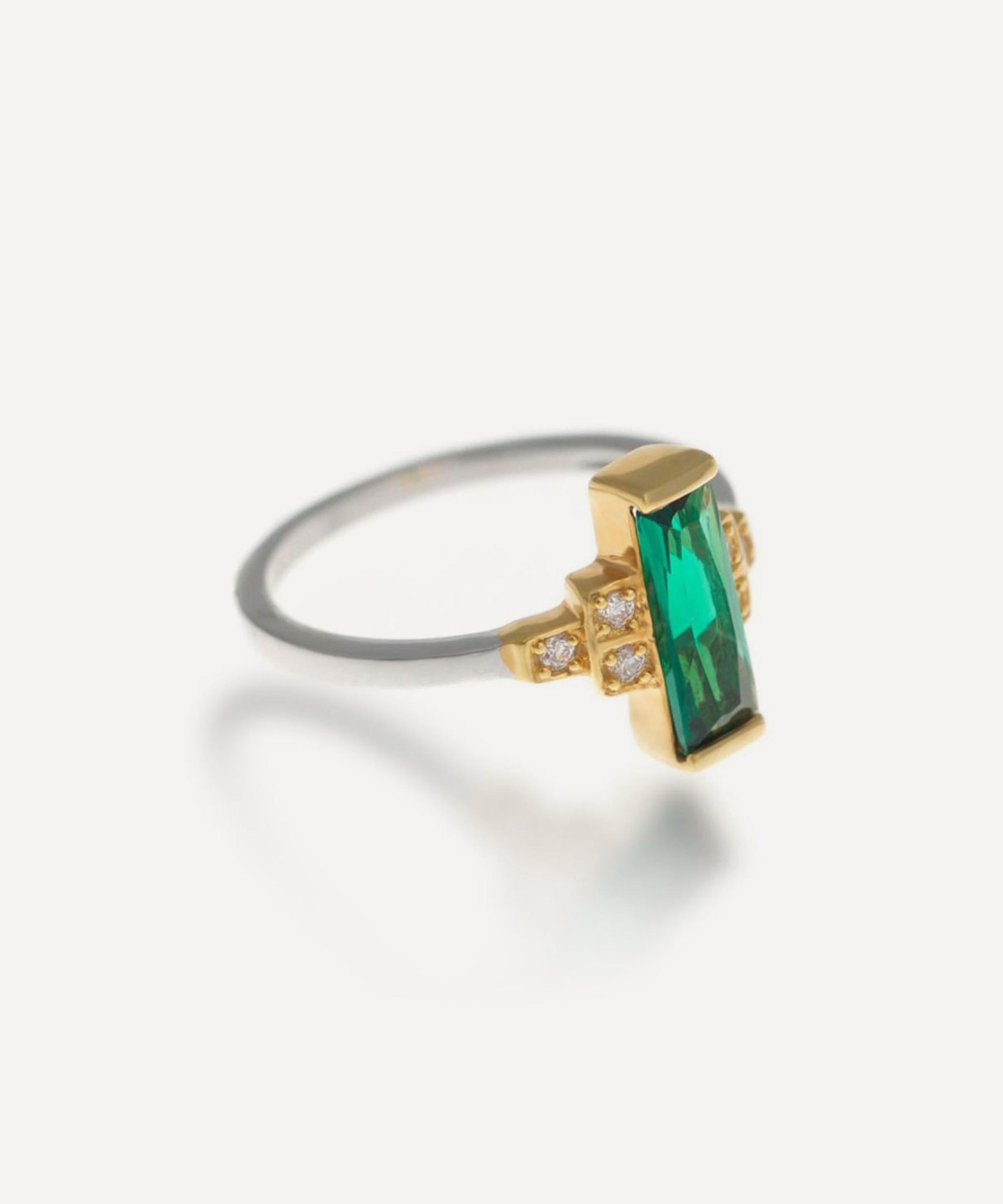 Laura Vann - 18ct Gold-Plated Audrey Green Ring image number 2