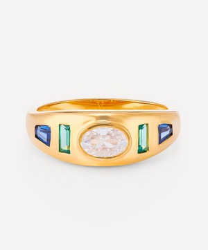 V by Laura Vann - 18ct Gold-Plated Sara Stone Set Gypsy Ring image number 0