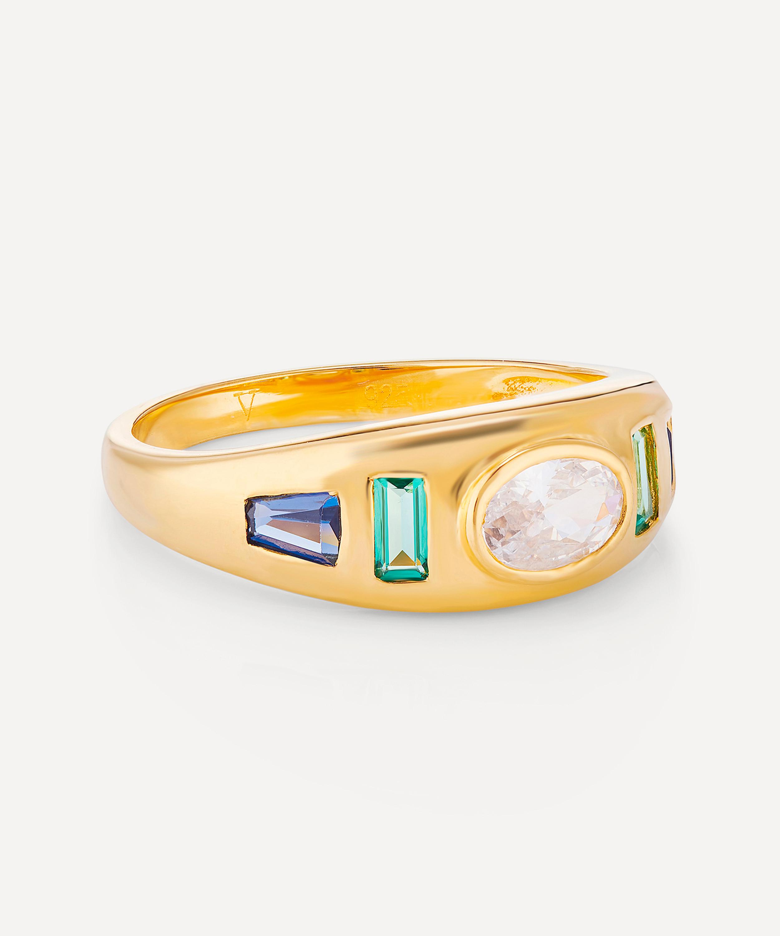Laura Vann - 18ct Gold-Plated Sara Stone Set Gypsy Ring image number 2