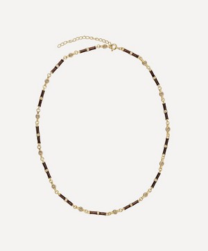 V by Laura Vann - 18ct Gold-Plated Marlowe Brown Enamel and Champagne Necklace image number 0