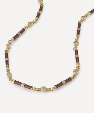 V by Laura Vann - 18ct Gold-Plated Marlowe Brown Enamel and Champagne Necklace image number 2