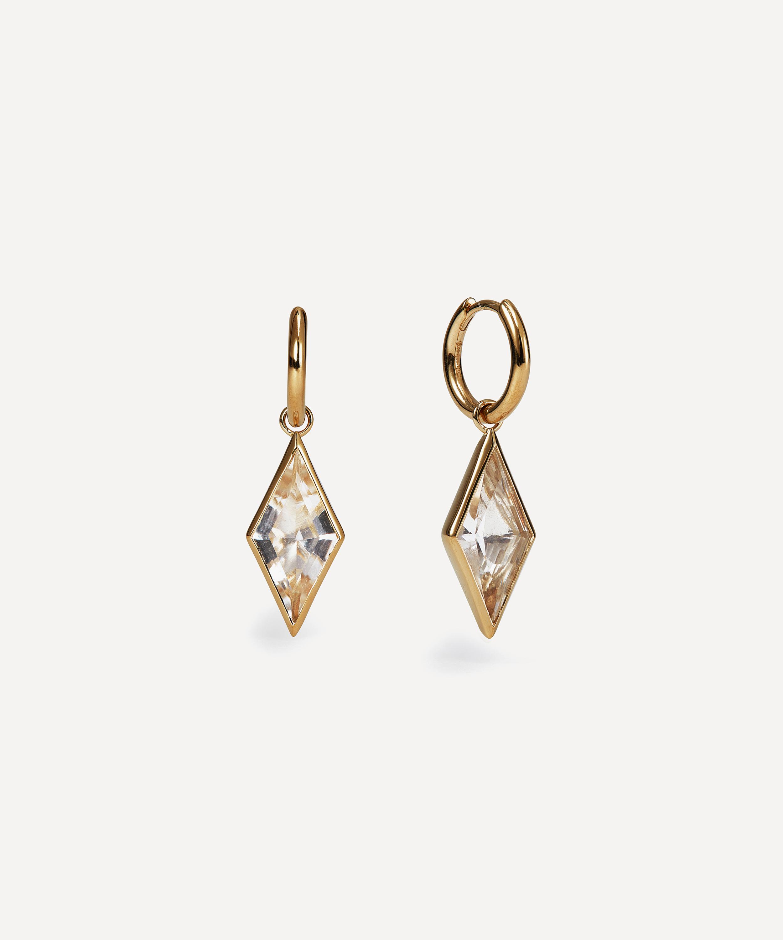 Otiumberg 14ct Gold Plated Vermeil Silver Kite Quartz Hoop Earrings ...