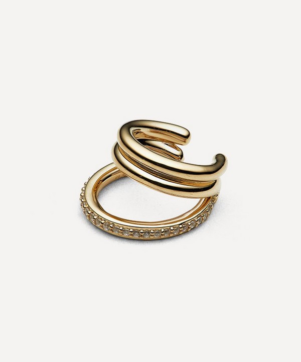 Otiumberg - 14ct Gold Plated Vermeil Silver Pavé Concero Ear Cuff image number null