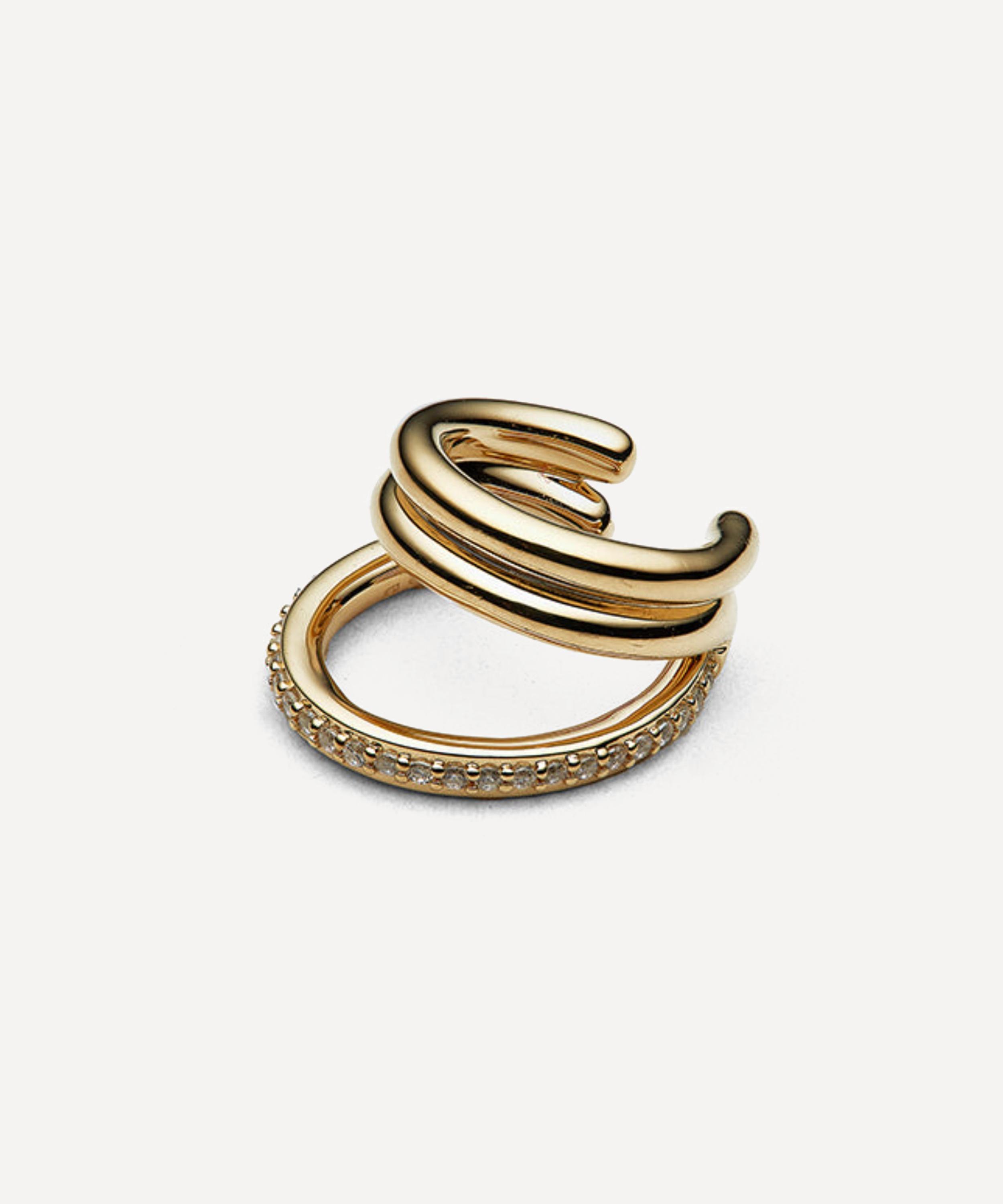 Otiumberg - 14ct Gold Plated Vermeil Silver Pavé Concero Ear Cuff