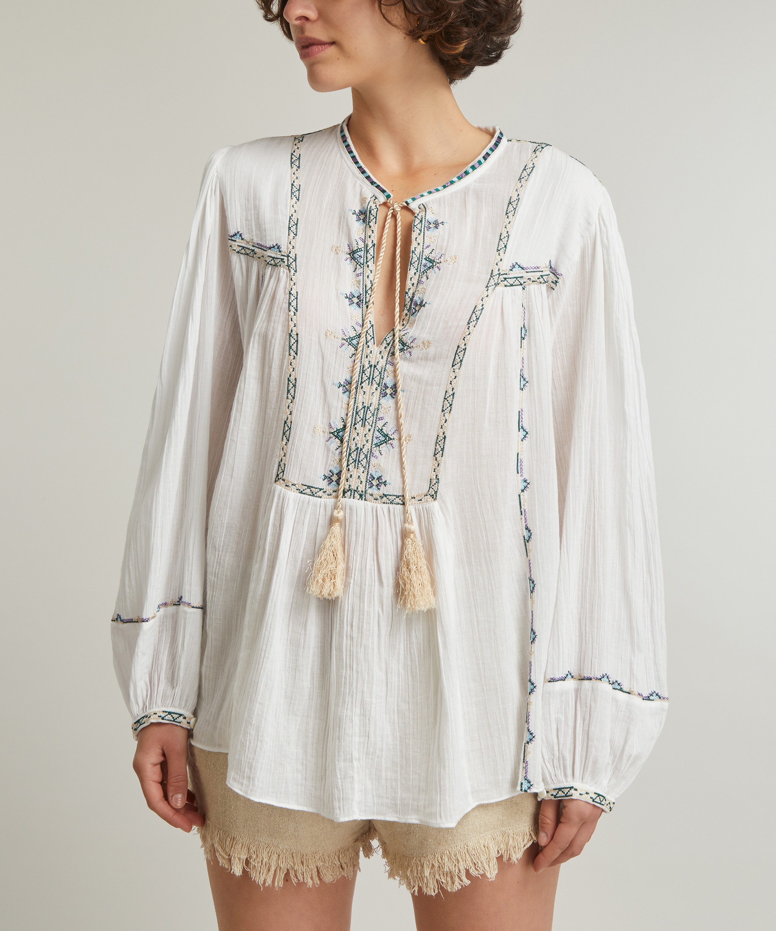 Isabel Marant Étoile - Silekia Embroidered Cotton Voile Blouse image number 2
