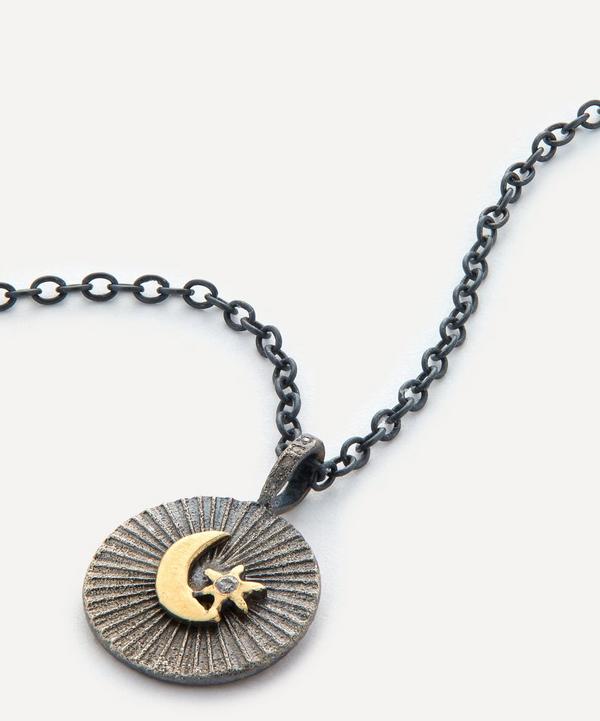 Acanthus - Mixed Metal Aura Coin Crescent Star Amulet Pendant Necklace