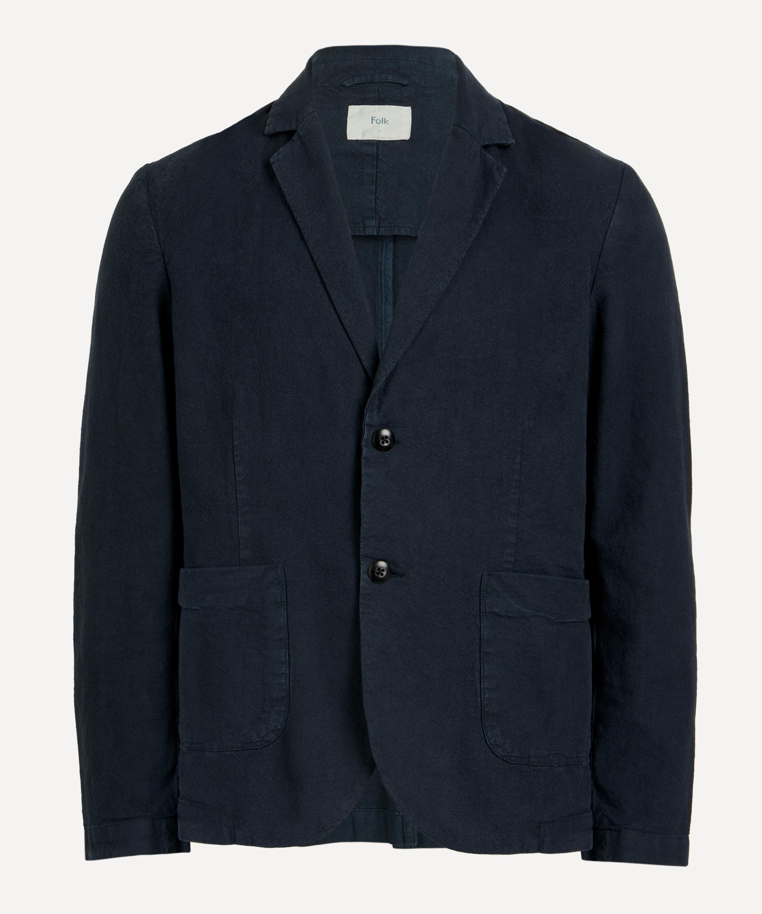 Folk - Navy Cotton Linen Blazer image number 0