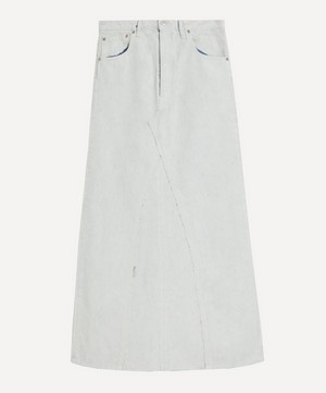 Maison Margiela - White Painted Denim Maxi-Skirt image number 0