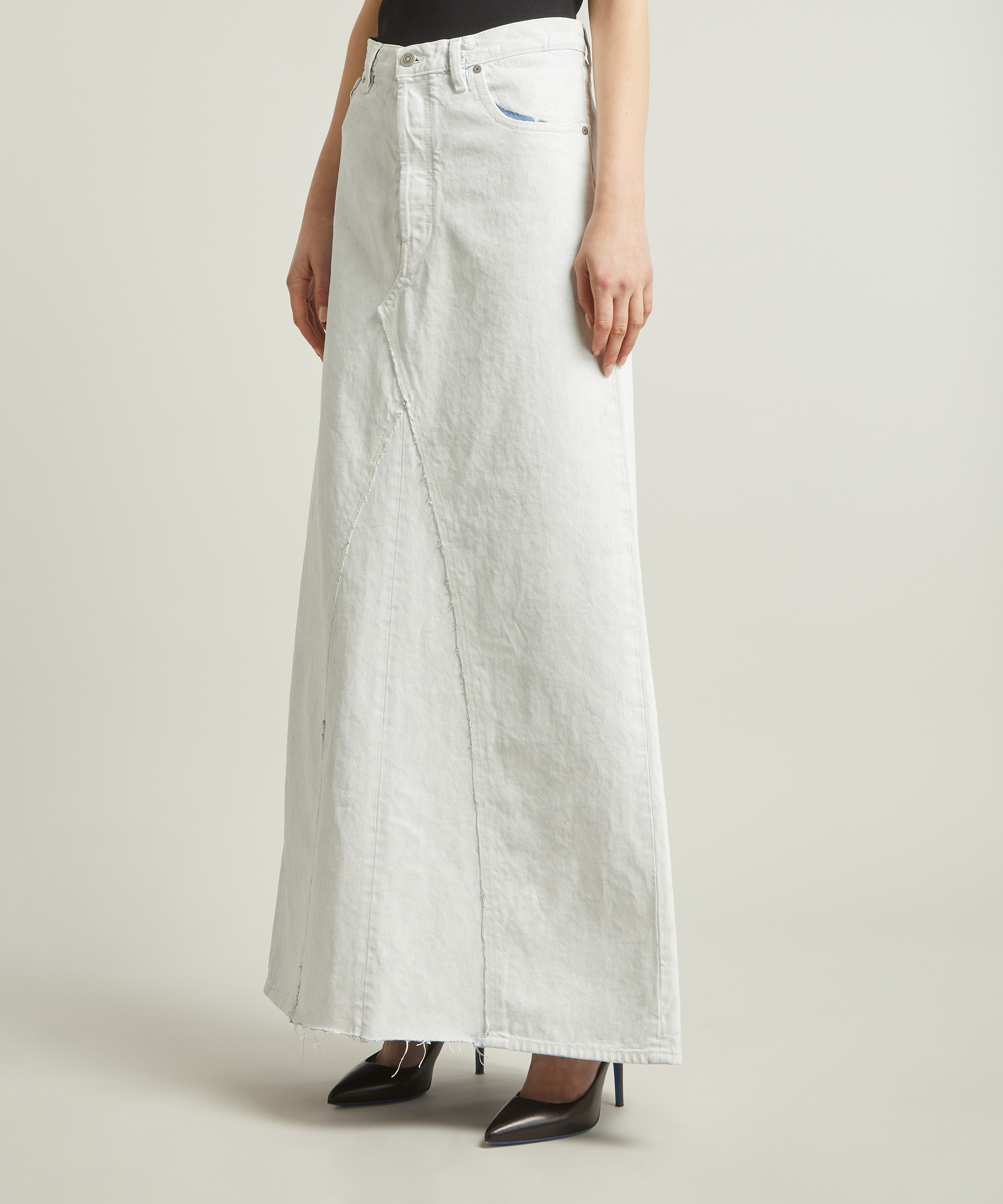 Maison Margiela - White Painted Denim Maxi-Skirt image number 2