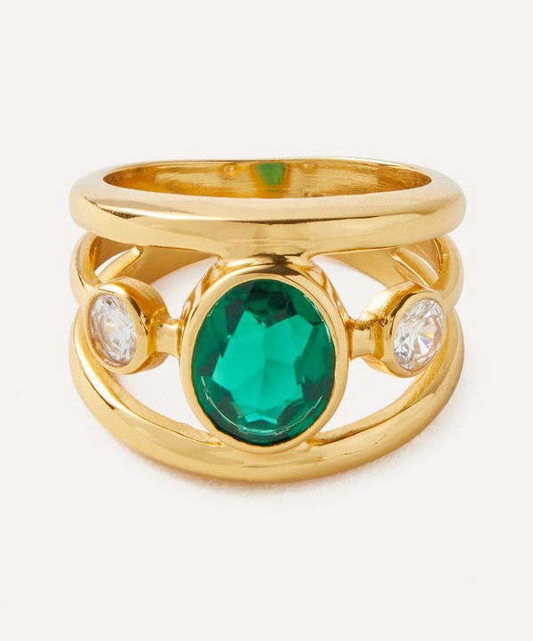Shyla - 22ct Gold-Plated Emerald Gigi Ring