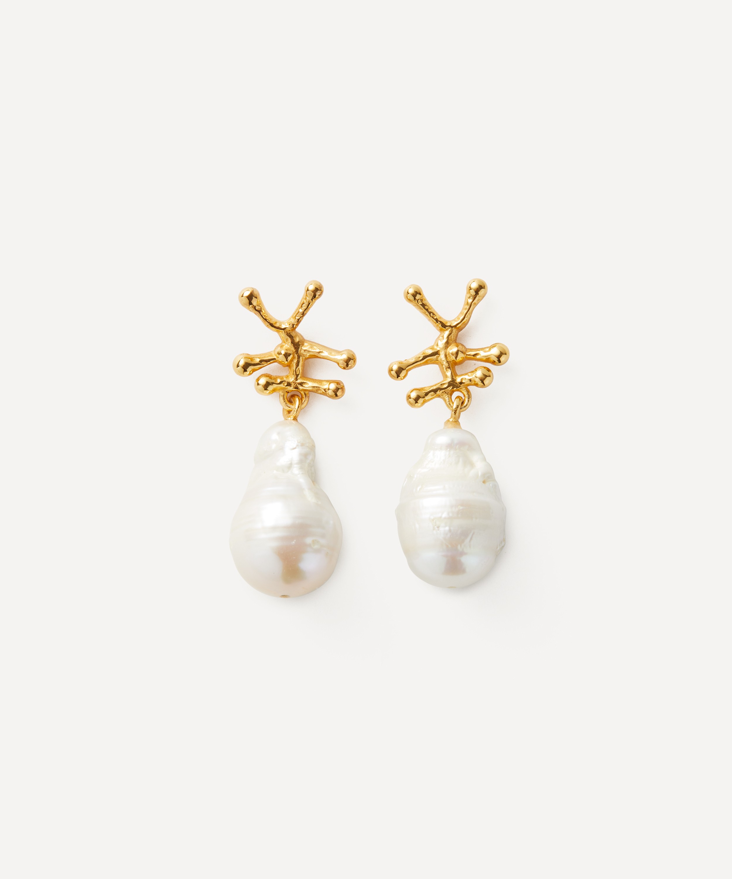 Shyla - 22ct Gold-Plated Nuria Pearl Drop Earrings image number 0