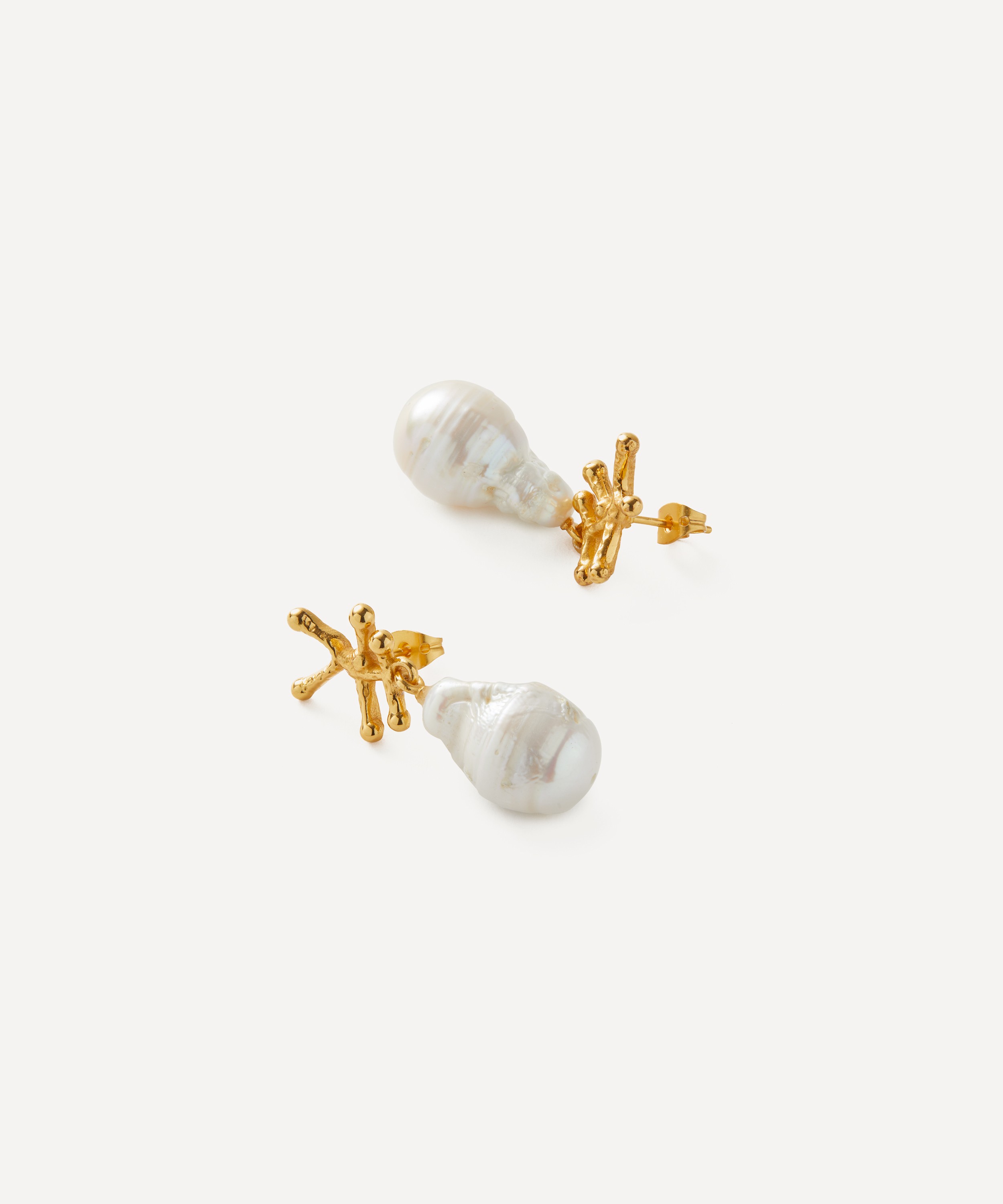 Shyla - 22ct Gold-Plated Nuria Pearl Drop Earrings image number 1