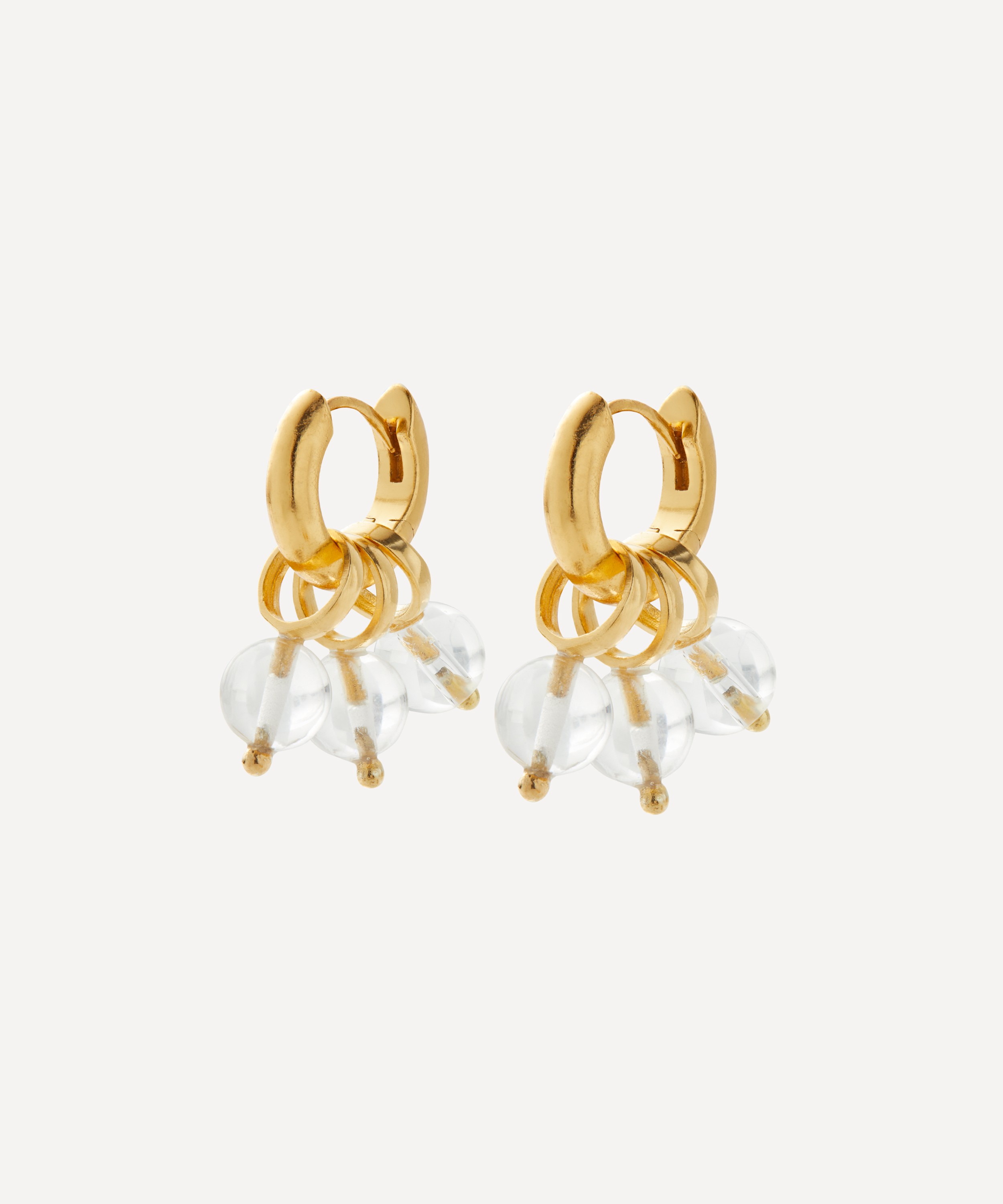 Shyla - 22ct Gold-Plated Daphnie Clear Huggie Hoop Earrings