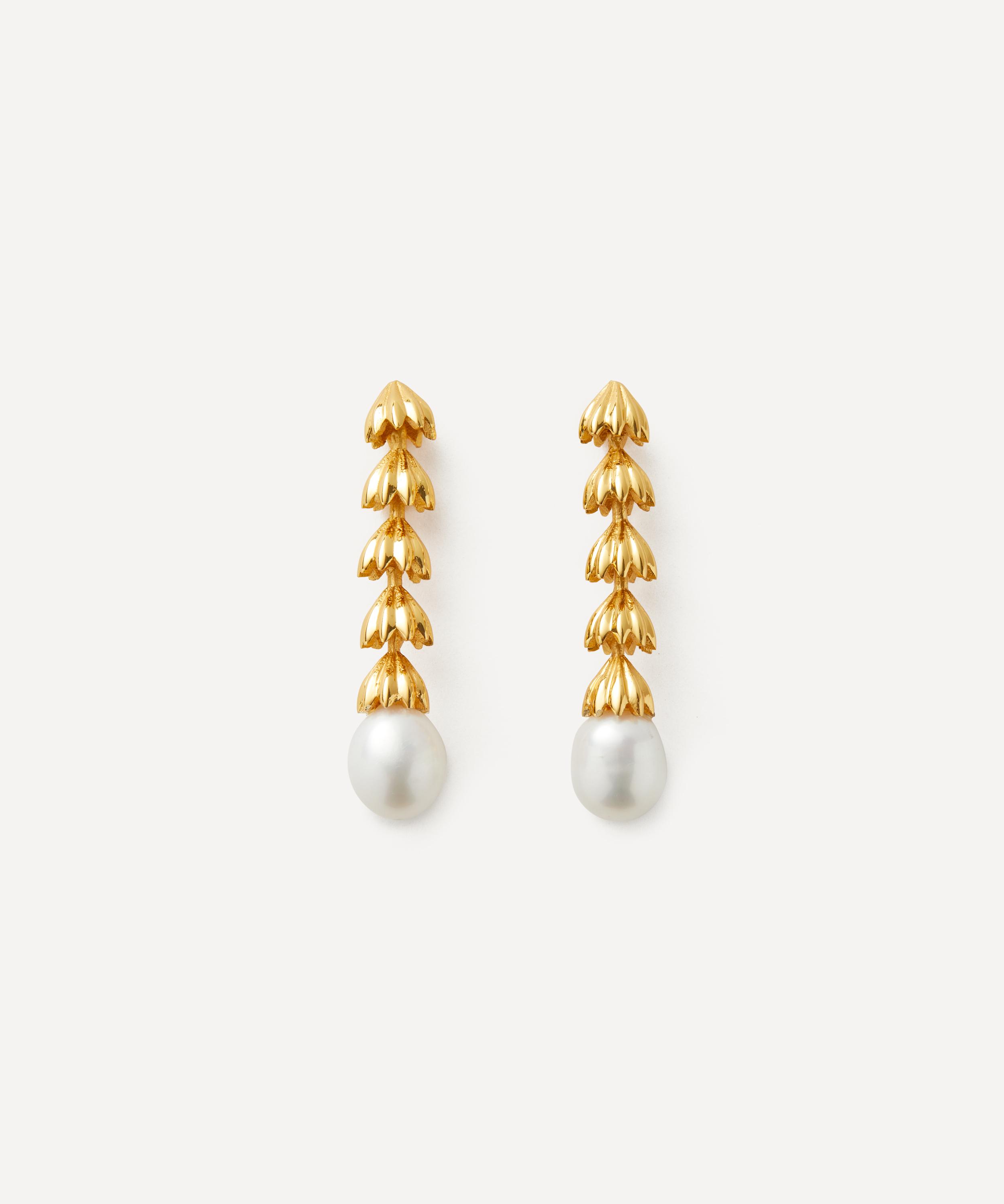 Shyla - 22ct Gold-Plated Chandelier Pearl Drop Earrings image number 0