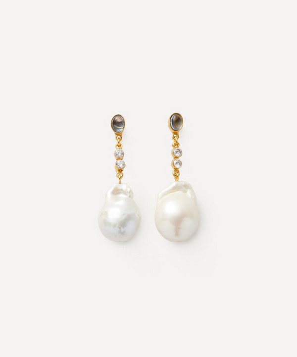 Shyla - 22ct Gold-Plated Ischia Pearl Drop Earrings image number null