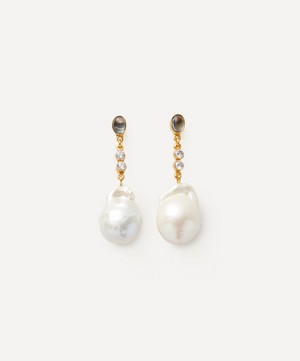 Shyla - 22ct Gold-Plated Ischia Pearl Drop Earrings image number 0
