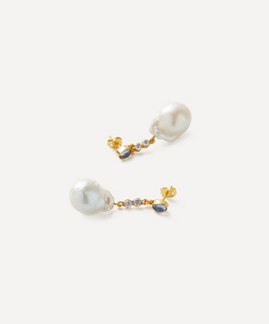 Shyla - 22ct Gold-Plated Ischia Pearl Drop Earrings image number 1