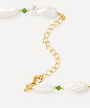 Shyla - 22ct Gold-Plated Bondi Pearl and Emerald Necklace image number 1