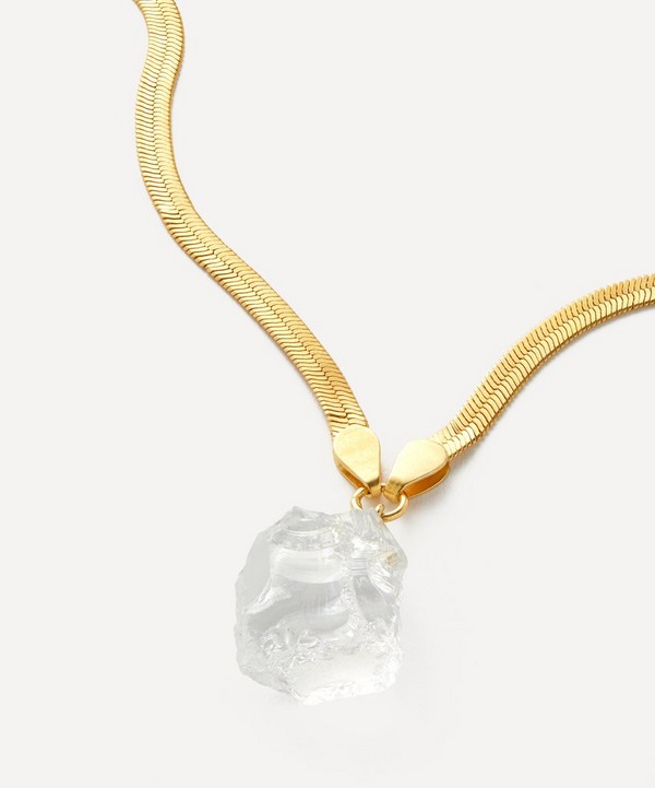 Shyla - 22ct Gold-Plated Serpentine Raw Crystal Pendant Necklace image number null