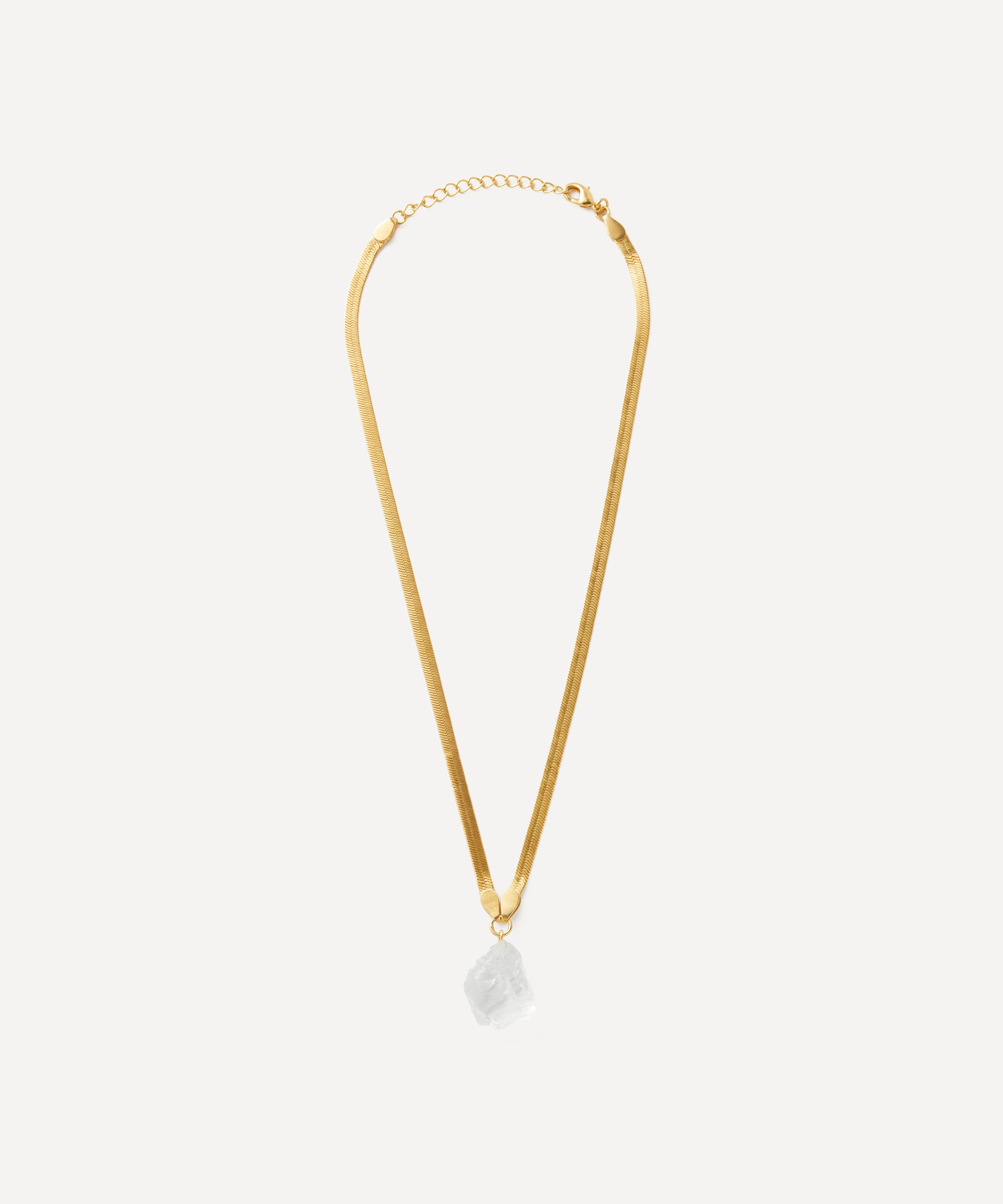 Shyla - 22ct Gold-Plated Serpentine Raw Crystal Pendant Necklace image number 1
