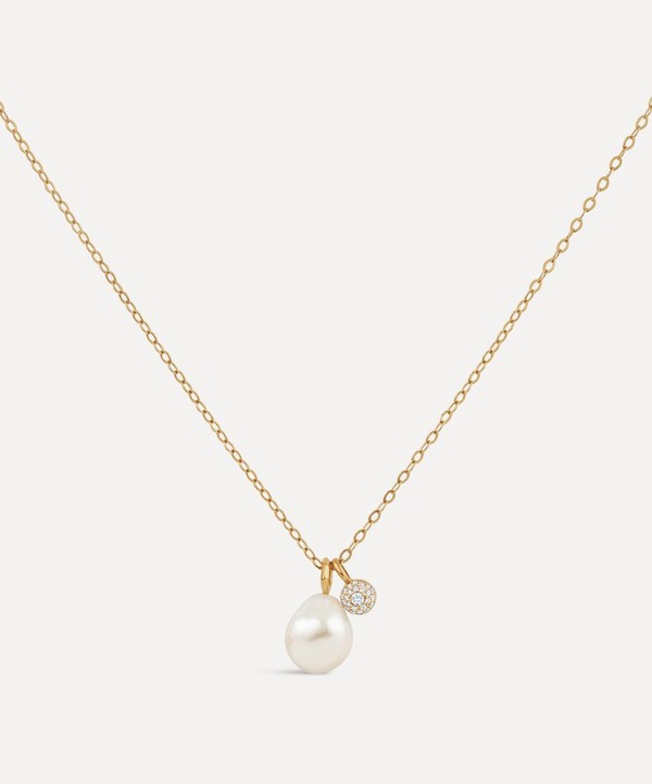 Dinny Hall - 9ct Gold Large Freshwater Pearl and Diamond Bonbon Duo Pendant Necklace image number null