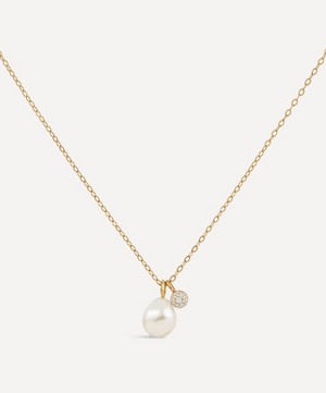 Dinny Hall - 9ct Gold Large Freshwater Pearl and Diamond Bonbon Duo Pendant Necklace image number 0