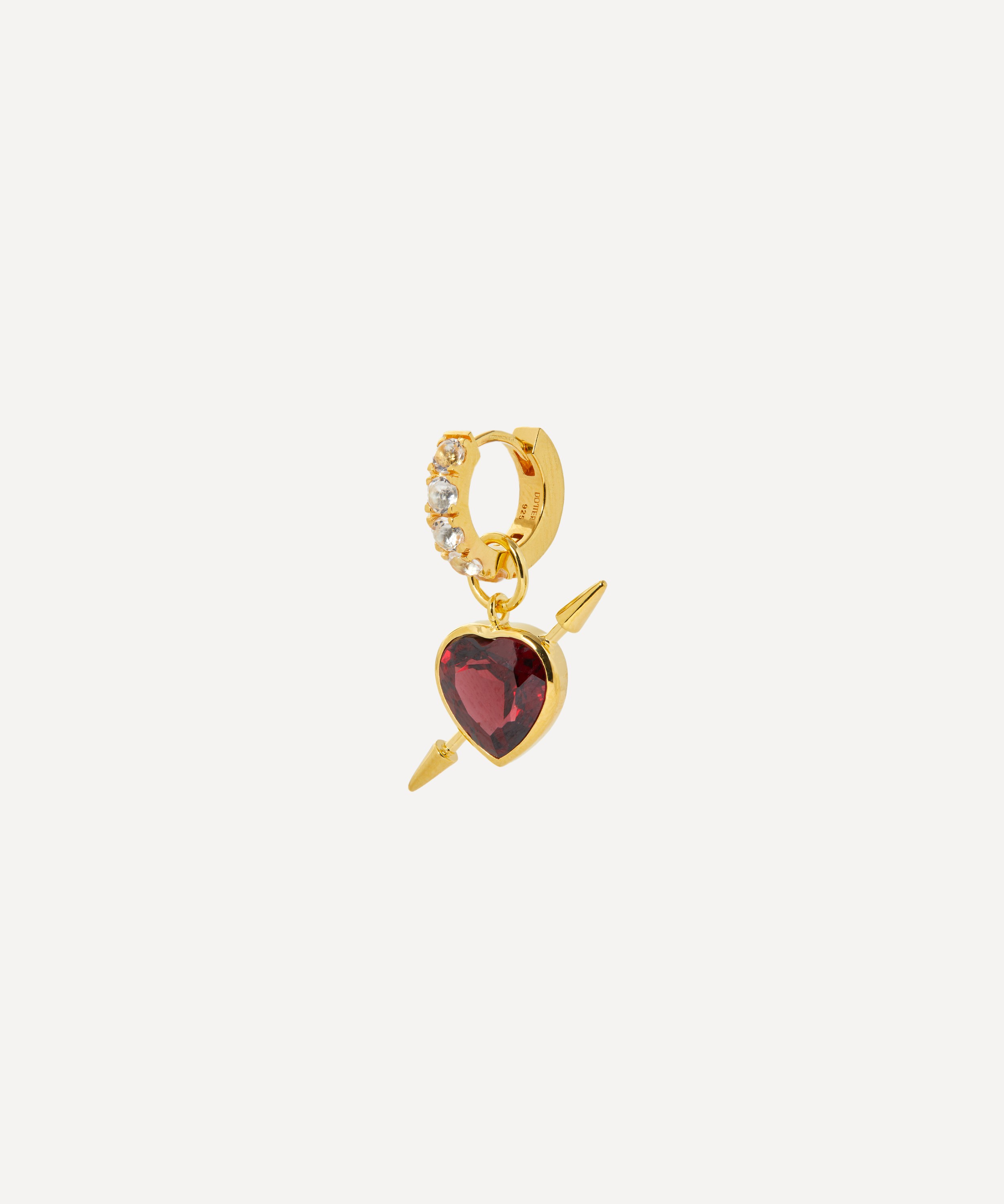 Maria Nilsdotter - 18ct Gold-Plated Rebel Love Red Garnet Drop Earring image number 0