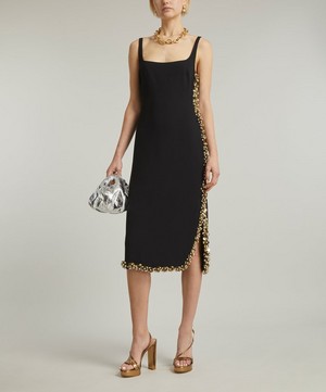 Dries Van Noten - Black Embellished Crepe Midi-Dress image number 1