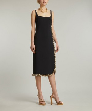 Dries Van Noten - Black Embellished Crepe Midi-Dress image number 2