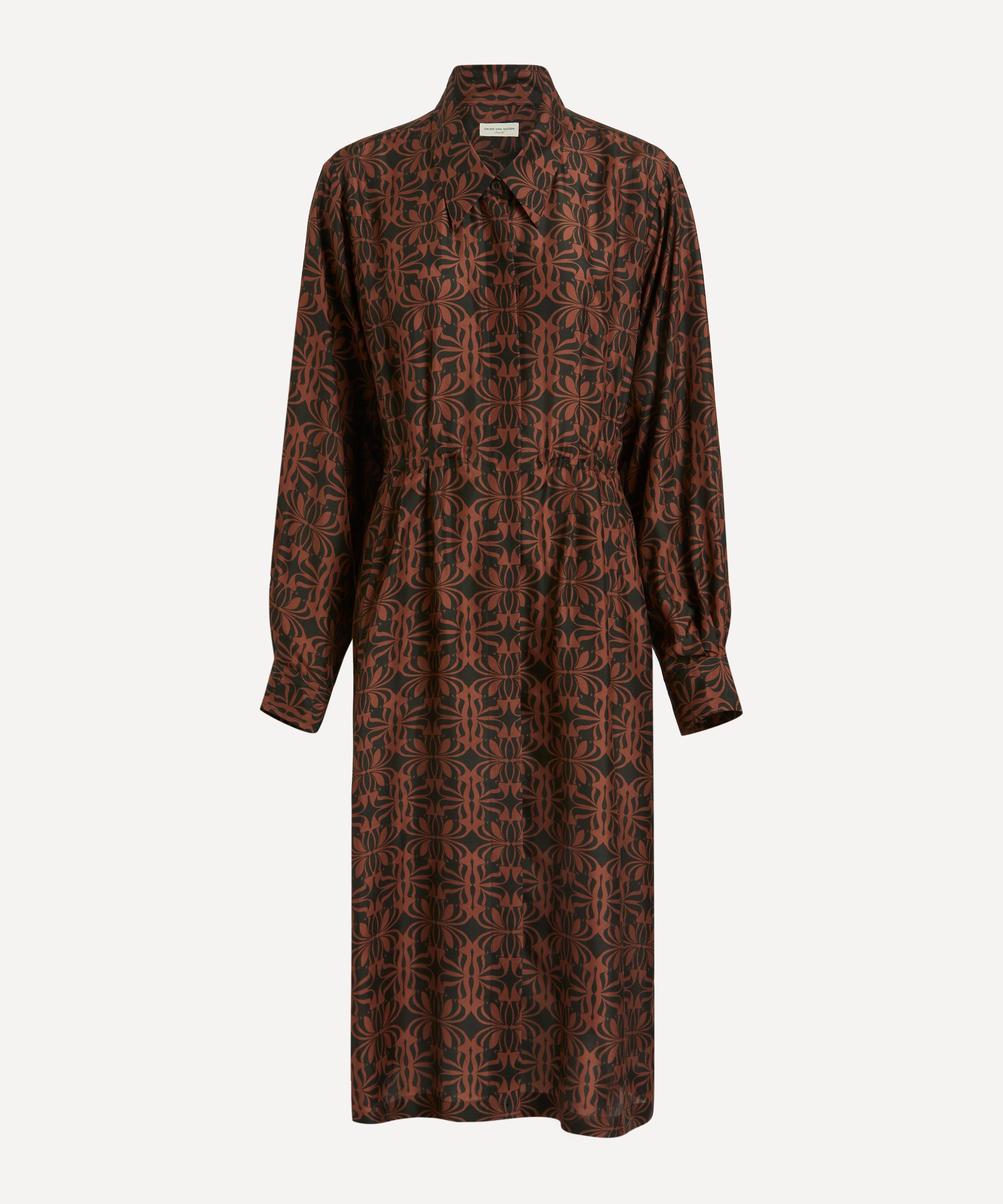 Dries Van Noten - Graphic Butterfly Silk Shirtdress image number 0