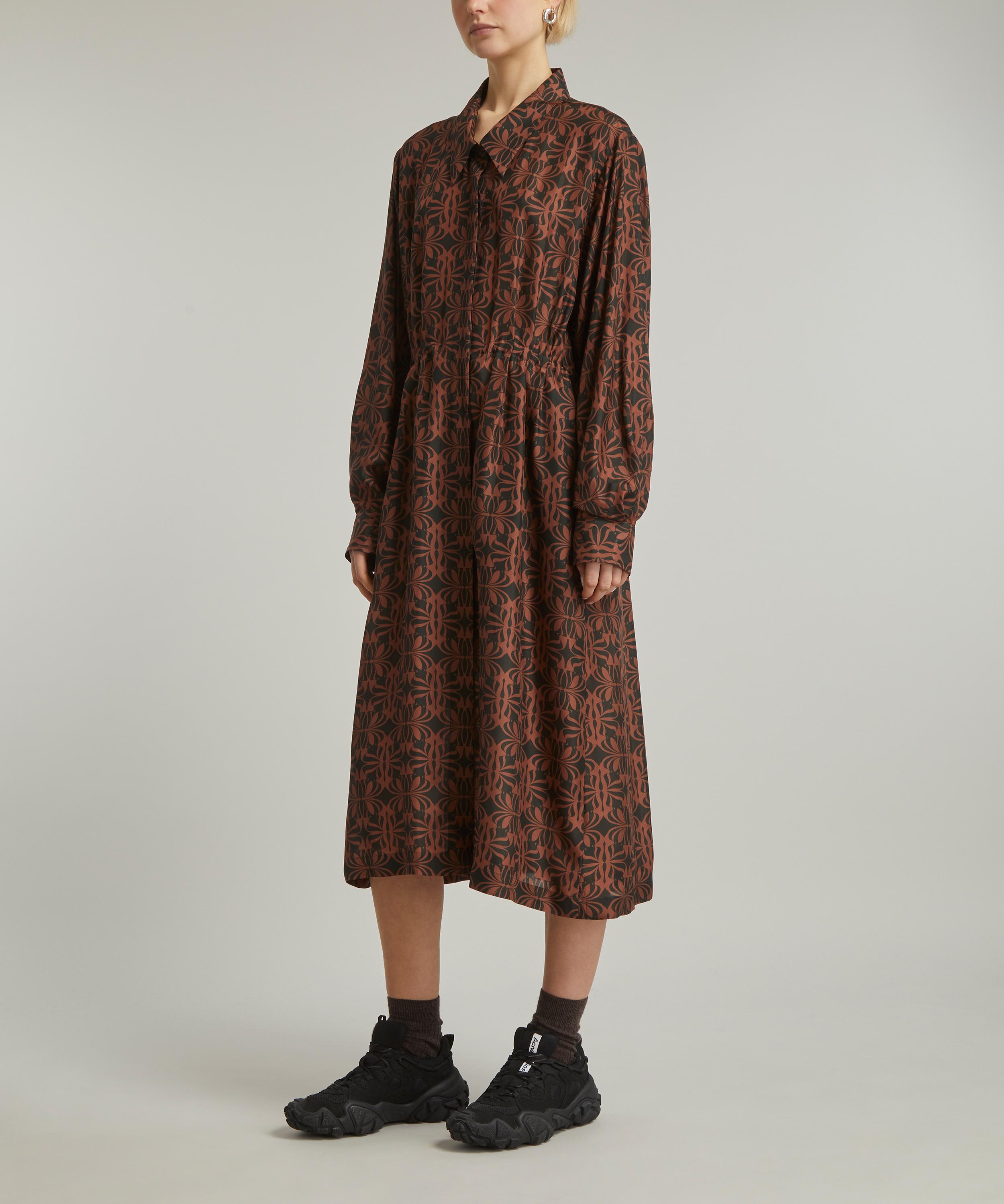 Dries Van Noten - Graphic Butterfly Silk Shirtdress image number 2