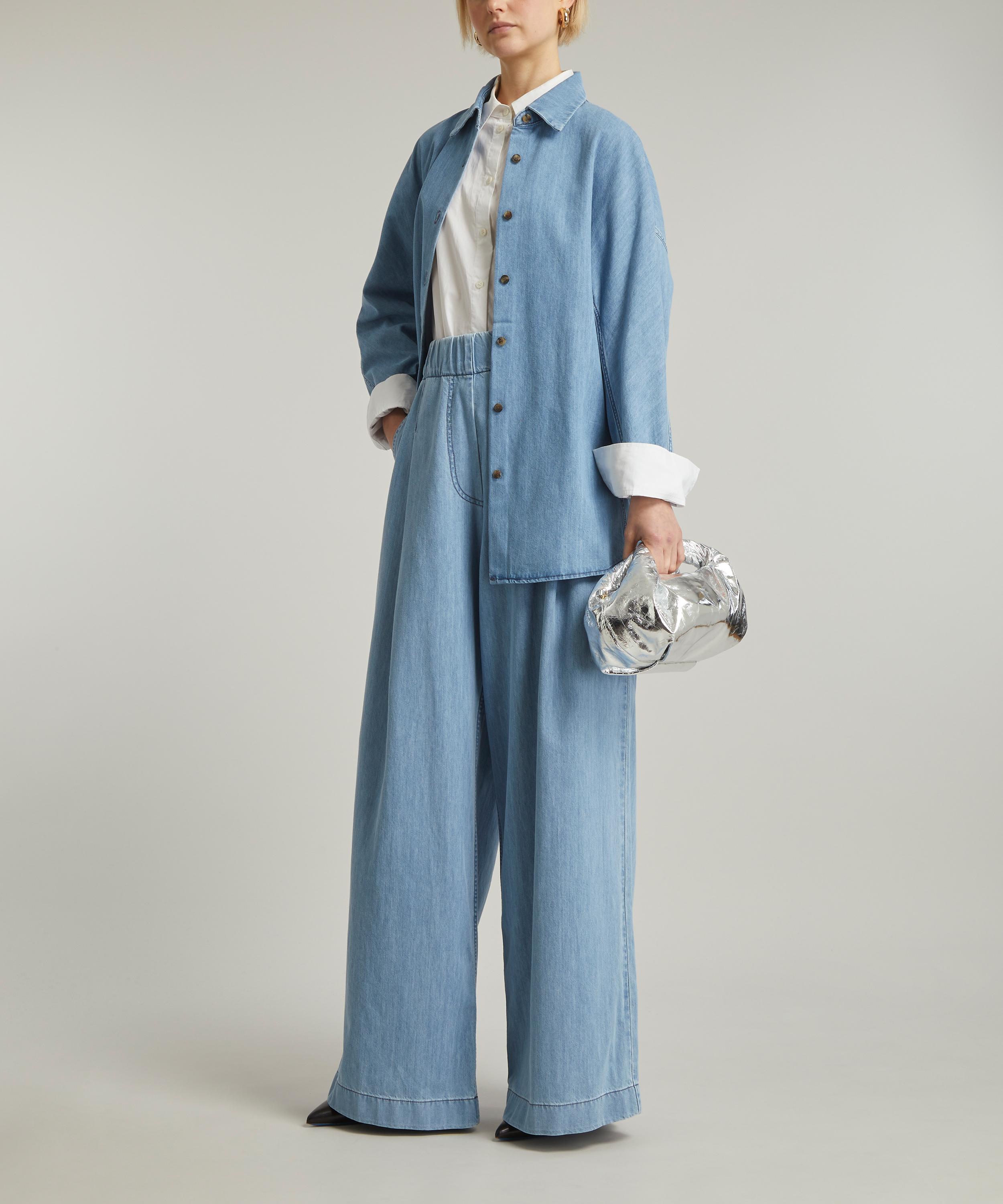 Chambray wide leg clearance trousers