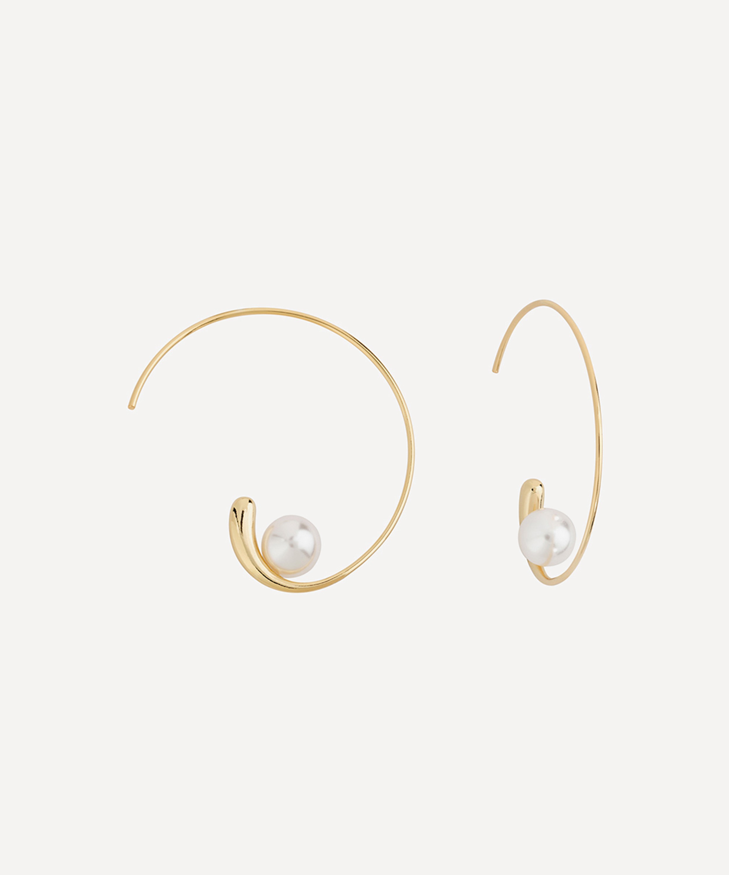 SHASHI - 14ct Gold-Plated Jemima Pearl Hoop Earrings image number 0
