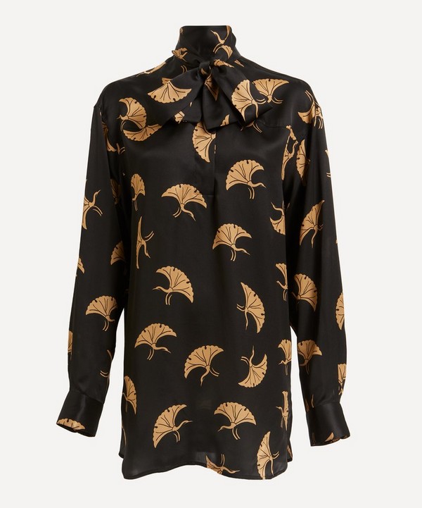 Dries Van Noten - Printed Pussy-Bow Silk Shirt image number null