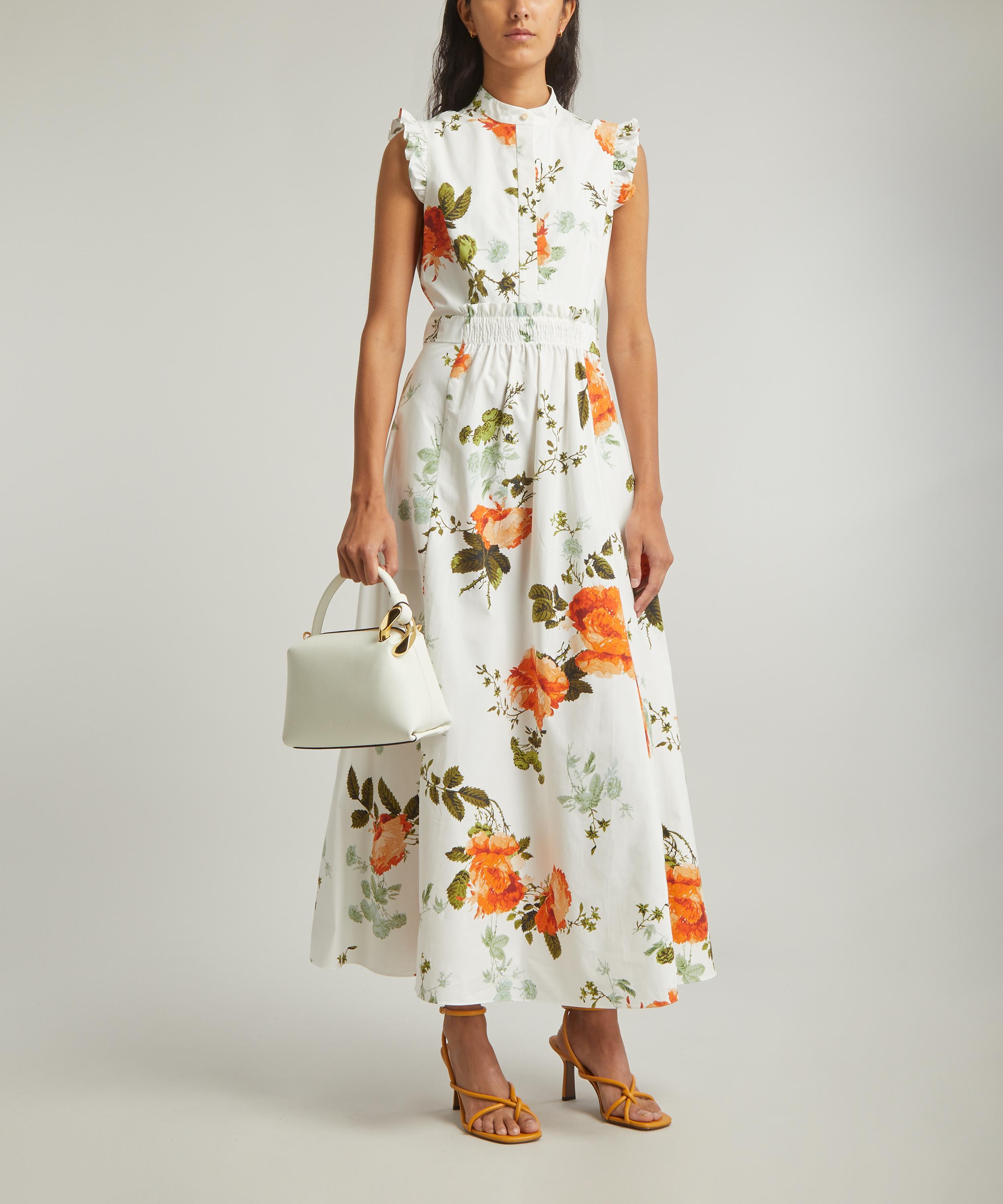 Sleeveless Cotton Twill Midi Dress