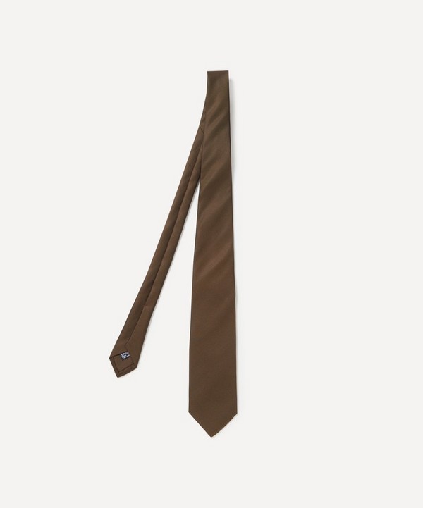 Drakes - Brown Silk Twill Tie image number null