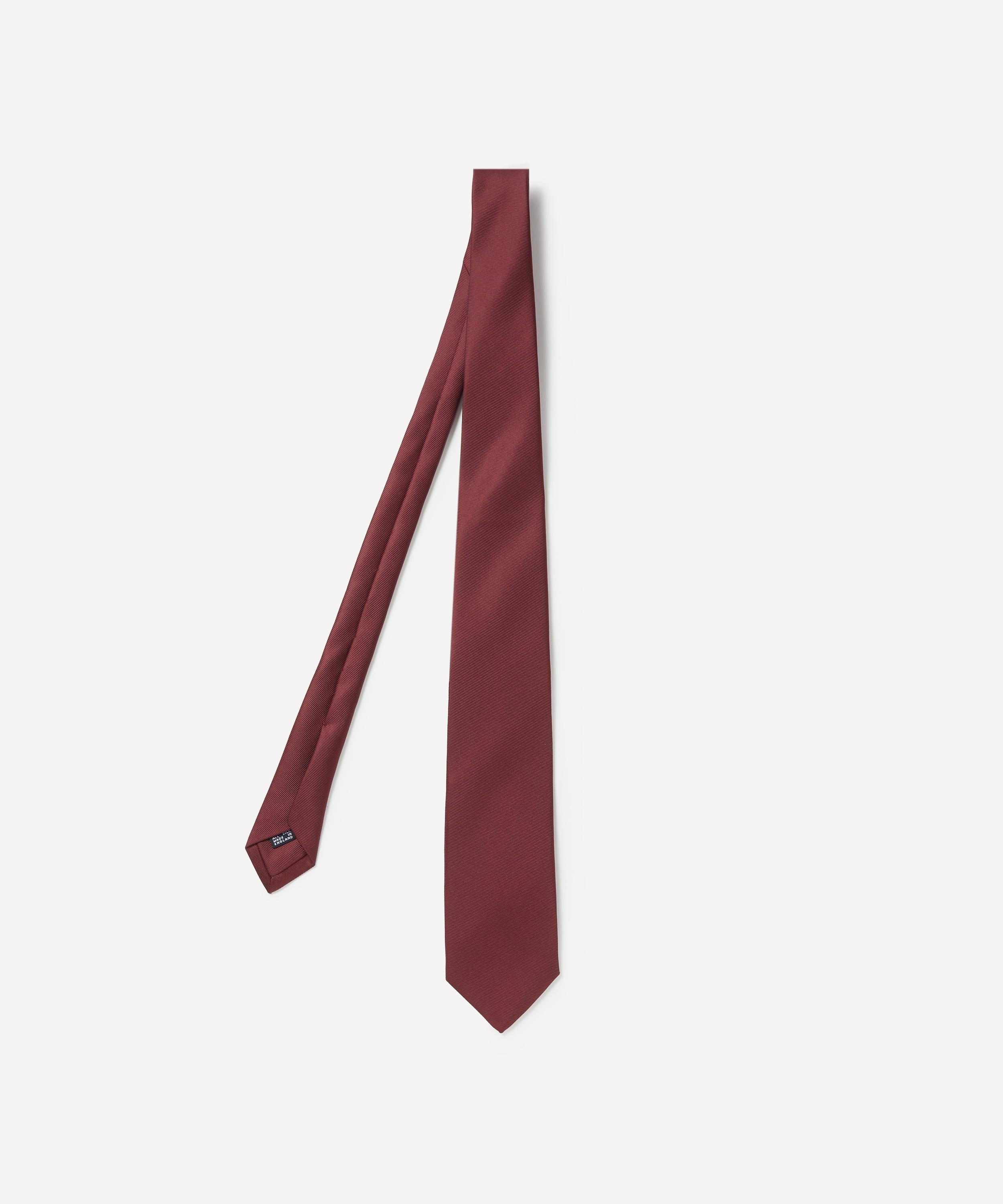 Drakes - Burgundy Silk Twill Tie image number 0