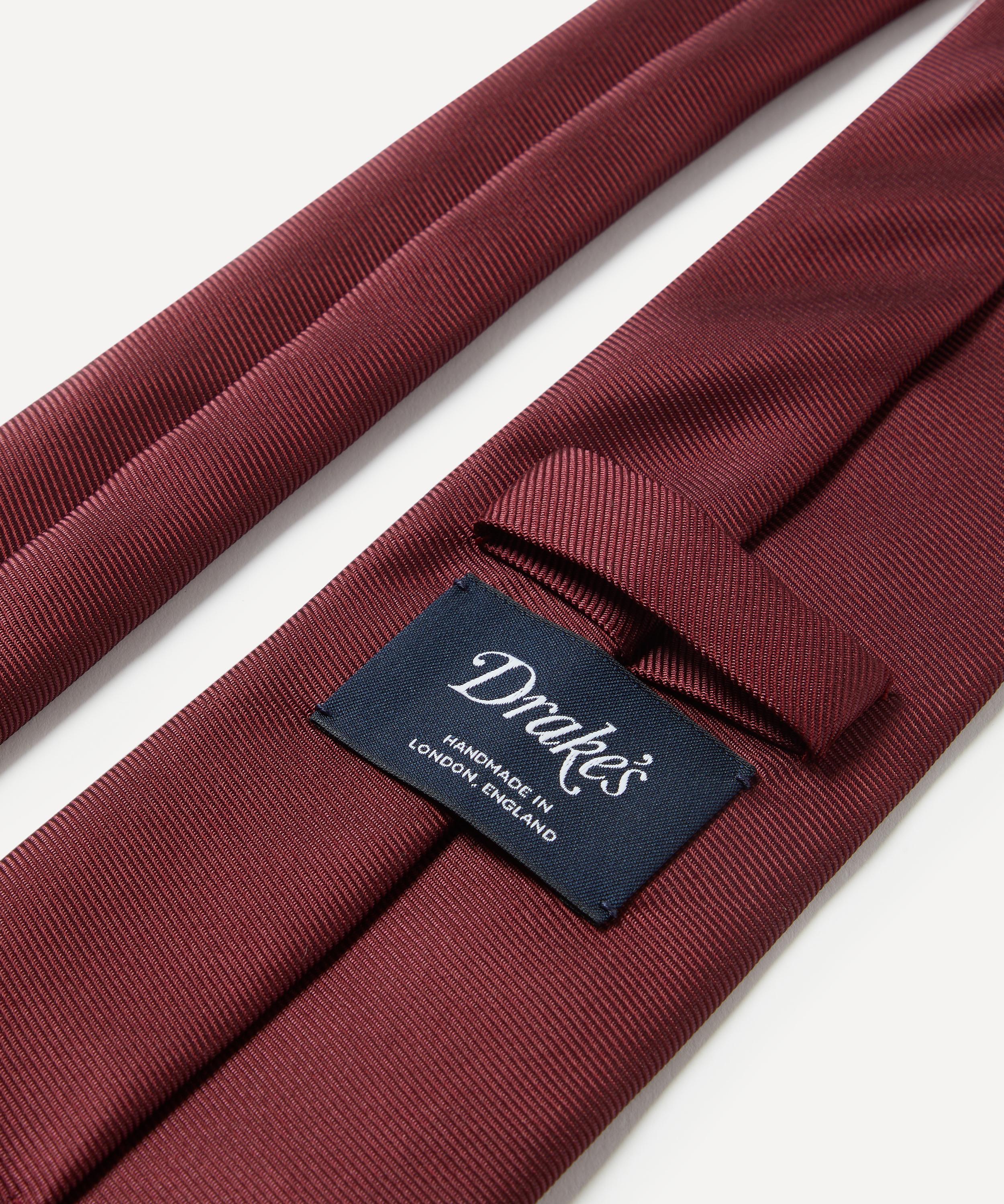 Drakes - Burgundy Silk Twill Tie image number 2