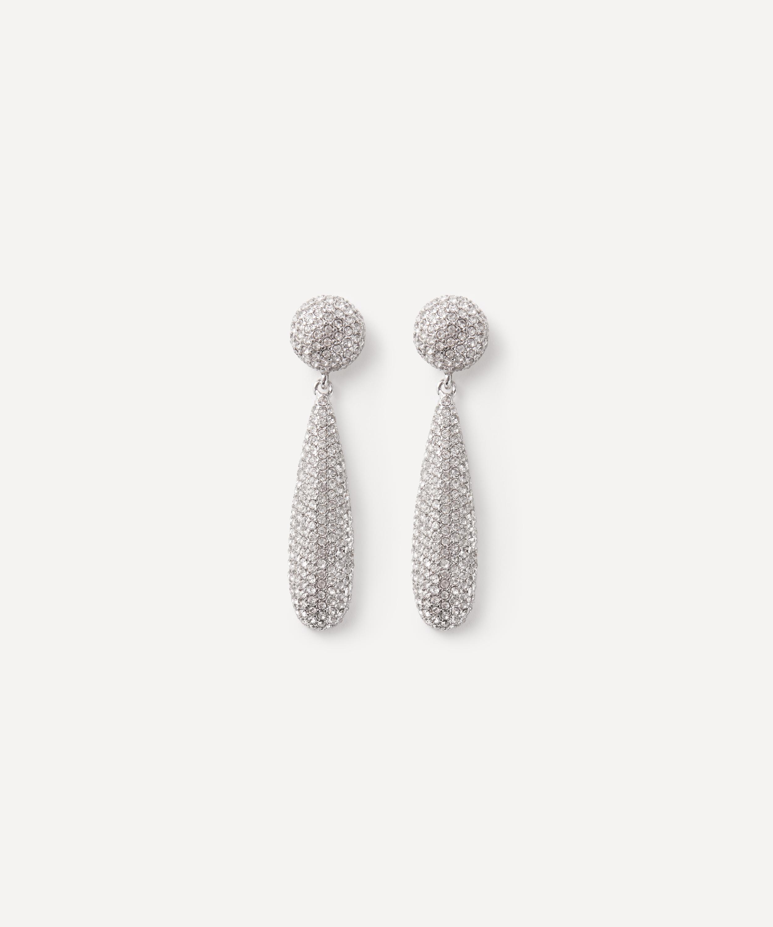 Kenneth Jay Lane - Silver Crystal Drop Earrings