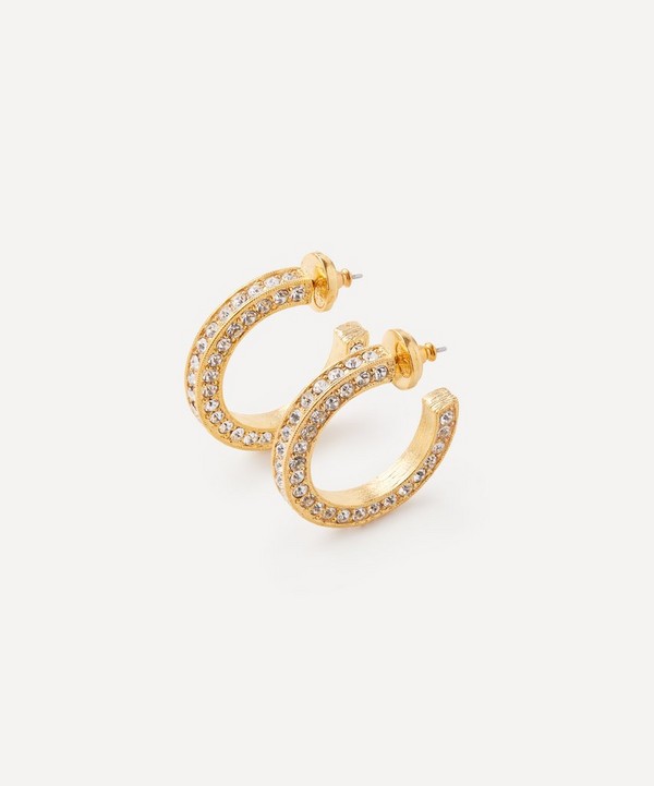 Kenneth Jay Lane - Gold-Plated Pavé Crystal Hoop Earrings image number null